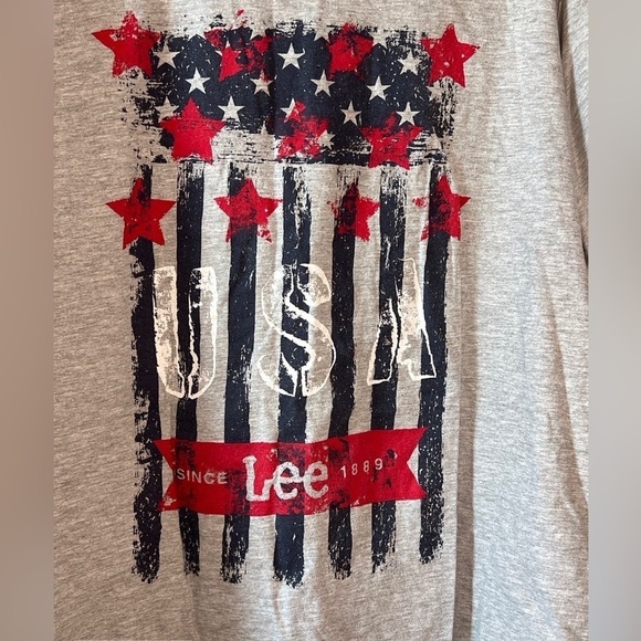 LEE USA American Flag Men’s Short Sleeve T-Shirt Sz XXL Grey In Great Condition - Picture 2 of 7